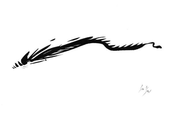 Dessin à l'encre d'un dragon stylisé