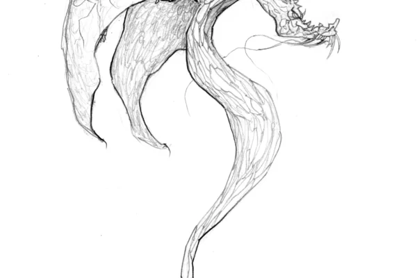 Dessin au crayon d'un dragon stylisé