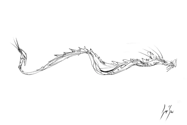 Dessin au feutre d'un dragon stylisé