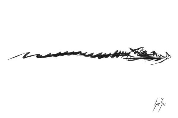Dessin à l'encre d'un dragon stylisé